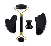 4pcs Natural Rose Quartz Obsidian Jade Roller Gua Sha Stone Set Amethyst Scraper Facial Lifting Skin Care Tools