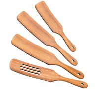 4Pcs Natural Spurtles Kitchen Tools Wooden Set,Natural Premium Acacia Wooden Spoons for Cooking,Heat Resistant Cooking Utensil for Nonstick Cookware