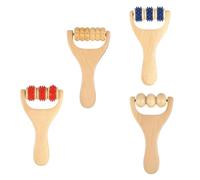 4Pcs Natural Wood Handheld Massagers with 4 Rollers Targeting Neck Shoulder Back Portable Design Quiet Therapies Travel Massagers