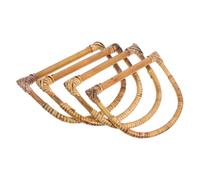 4pcs Natural Wood Rattan DIY Purse Handle Replacement for Woven Bags | U-shape Grip, Rustic Vintage Style, Set for Bag Repair and Handcrafting Supplies Random Color