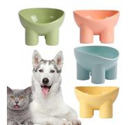 4PCS Neck Bowl Cat, Elephant Leg Raised Cat Bowls, 45 Degree Tilted for Neck Protection, Anti-Vomiting, Anti-Knockover Pet Food Utensils, Whisker Friendly, Easy to Wash, 13.8x13.4x9cm, Candy Color