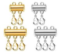4Pcs Necklace Separator,Magnetic Necklace Clasps with Layering Separator, Double & Triple Multi-Layer Neck lace Connecting Clasps for DIY Necklaces, Bracelets and Jewelry Making Supplies