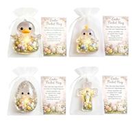 4PCS New Easter Pocket Hug - Easter Gifts for Kid,Handmade EasterPocket Hug,Cute Easters Cross Pockets Hugs with Easters Prayer Card,Basket Stuffers EasterGifts for Kids Adults Friends Families