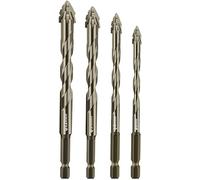 4Pcs New Four-Flute Sawtooth Eccentric Drill Bit,Four-Edged Serrated Eccentric Drill,High Hardness Skewed Head Eccentric Drill Bits,Multifunction Drill Bit Set for Metal Wood Glass Ceramic Tile