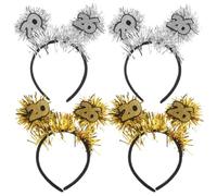 4pcs New Year Glitter Headband for Women and Silver | Festive Cloth Strip Design, Comfortable Allnight Wear, Holiday Photo Booth Props for Eve Celebrations