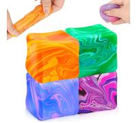 4PCS Nice Ice Cube Squishy Toys, Sensory Cube Squishy Fidget Toys Balls for Adults, Squishiness Ice Cream for Autism Anxiety Relief, Colorful Squeeze Cubes Sensory Toys for Kids Adults(Small)