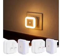 4Pcs Night Light Plug in Wall, Dusk to Dawn Motion Sensor Night Light, for Hallway Stair Bedroom Kitchens, 0.5W (Warm Light)