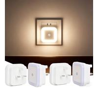 4Pcs Night Light Plug in Wall, Dusk to Dawn Motion Sensor Night Light, for Hallway Stair Bedroom Kitchens, 0.5W (White Light)