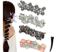 4PCS No Damage Soft Elastic Spiral Hair Ties, Twisted Hair Wire Pony Hairwire, Subsistenceed Pearl Spiral Telephone Cord Hair Ties for Women Thin Thick Hairs(Style-B)
