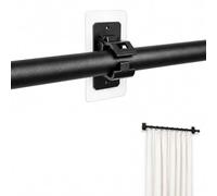 4PCS No Drill Curtain Pole with Self Adhesive Brackets, Curtain Pole Holders,Stick on Curtain Rail for Poles, Adhesive Curtain Rod Holder Curtain Pole Brackets for Bathroom, and Living Room