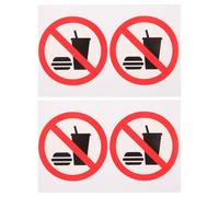 4pcs No Food or Drink Self Adhesive PVC Warning Sticker Sign | Indoor Outdoor Use, High Visibility Icon, for Retail Stores, Waiting Areas, Painted Doors and Metal Surfaces