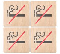 4pcs No Smoking Sign Wooden Warning Board for Clubs and Public Places
