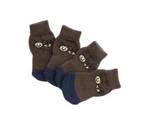 4Pcs Non-Slip Cotton Pet Dog Socks for Paws, Cartoon Print Winter Warm | Protect Feet from Ice and Snow, Keep Paws Clean, Easy to Use and Carry