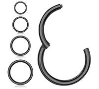 4PCS Nose Rings Hoop Earrings,Kucheed 316L Surgical Steel Hinged Clicker Segment Septum Ring Helix Cartilage Nose Lip Rings Piercing Jewelry,18G-16G 6/8/10/12mm Rook Earrings for Women Men