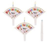 4pcs Novelty Fan Birthday Candles, Happy Birthday Candle Pop-up Surprise Birthday Candles Funny Cake Topper Candle Trick Candles for Party Supplies