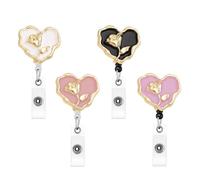 4PCS Nurse Badge Holder, Retractable Keychain Heavy Duty Lanyard ID Card Holder, Clip Creative Pattern Nurse Accessories for Key Ring Name ID Card