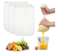 4Pcs Nut Milk Bag, Nut Milk Bag Reusable Straining Bag, Cheesecloth Drawstring Bags, Mesh Straining Bags 20x30cm, Suitable for Almond Milk, Yogurt, Juice, Coffee