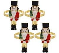 4Pcs Nutcracker Napkin Buckle Decorations Alloy Metal Christmas Party Table Rings for Banquet Dinner Home