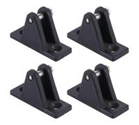 4pcs Nylon Deck Hinge Flat Mount for Sunshade Canopy Boaters | Stainless Steel Pin, Polished Finish, 2 Mounting Screws, Kayak Slide Rail Anchor, Black