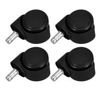 4pcs Office Chair Casters Replacement 2 Inch Nylon Wheels 11x20mm | Low-noise Bearings, Swivel Action and Brake Casters, Black Plastic Set for Computer Chairs