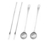 4PCS Olive Spoon and Pickle Fork Set, Stainless Steel Slotted Spoon for Pickle Jar, Long Handle Olive Picks, Perfect for Serving Olives, Pickles, and Desserts