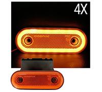 4pcs Orange Amber Side LED Marker Lights Neon Oval 12V 24V Trailer Truck with Brackets