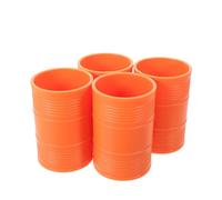 4pcs Orange Plastic Dice Shaker Cup for Gatherings and Poker Night | Oil Drum Shape, Portable Storage, Smooth Surface, for Ktv Tables and Party Hosts