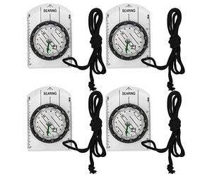 4PCS Orienteering Compass, Portable Wilderness Survival Compass, Advanced Scout Learning Compasses with Declination Magnifier Ruler & Scale Map Read for Hiking