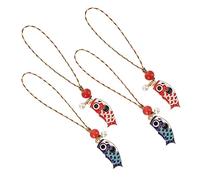 4pcs Ornament Phone Lanyard Phone Charms Strap Backpack Keychains Wallet Key Holder Rearview Mirror Pendant Car Key Chain of The Lid Lanyards Locket Carp Flags Pendant Red Alloy