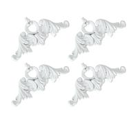 4pcs Ornate PVC Corner Applique for TV Wall Background Decor | Paintable Surface, Easy Installation, White Vintage Floral Trim, for Hotel Interiors and DIY Wall Projects