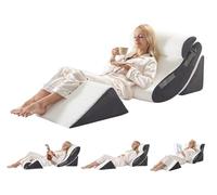 4PCS Orthopedic Bed Wedge Pillow Set for Sleeping, Post Surgery Foam Support Pillows for Back, Neck and Leg Pain Relief, Adjustable Triangle Pillow - Acid Reflux, GERD & Snoring Recovery, White Grey