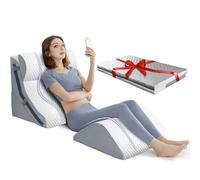 4Pcs Orthopedic Bed Wedge Pillow Set with 4Pcs Replacement Pillow Covers, Incline Wedge Pillow for Back Pain Relief/Sleeping/Snoring/Post Surgery/Leg Elevation 20-in-1 Adjustable Foam Pillow Wedges