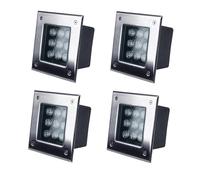 4PCS Outdoor Buried Lights - Ground LED Landscape Lights, IP67 Waterproof, Stainless Steel Square Buried Light, High Load-Bearing Spotlight