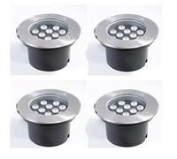4Pcs Outdoor Ground Light Recessed LED Underground Light IP66 Waterproof Embedded Round Buried Lights AC85-265V for Garden Path Deck Step Landscape Spotlights