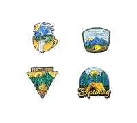 4Pcs Outdoors Enamel Pin Set Funny Camping Nature Button Brooch Vintage Lapel Gift for Women Men Backpack Coat Jacket Decor Accessory