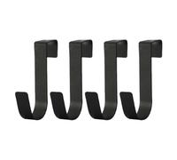 4Pcs Over Door Hooks Single Over The Door Hangers Heavy Duty Stainless Steel Reversible Wreath Hooks Metal for Bathroom Kitchen Cupboard Cabinet Bedroom Hanging Clothes Starter Garland, Black