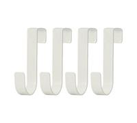 4Pcs Over Door Hooks Single Over The Door Hangers Heavy Duty Stainless Steel Reversible Wreath Hooks Metal for Bathroom Kitchen Cupboard Cabinet Bedroom Hanging Clothes Starter Garland, White
