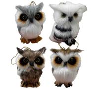 4Pcs Owl Christmas Ornaments Adorable Faux Furs Animal Christmas Ornaments Hanging Owl Decor for Winter Birthday Holiday Party, Animal