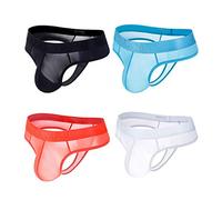 4pcs/Pack Mens Sexy Briefs Bikini Ice Silk Transparent Men Underwear Briefs Sexy Gay Bikini Thongs Male Lace Panties (L, 4 Colors Pack)