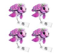 4PCS / Pack Rotating Alligators Clips Badge Holder with Glittering Accents and Animal Theme Identities Card Holder Lanyard Lovely Animal Badge Accessory