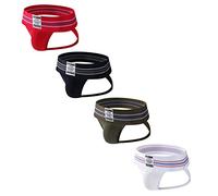 4PCS/PACK Sexy Mens Jock Strap Briefs Mens Athletic Jock Strap Underwear Briefs Athletic Supporter (as8, alpha, l, regular, regular, red+black+ag+white)