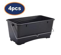4Pcs Paint Scuttle 25L Prodec Black Bucket With Metal Handle Roller Tray Large