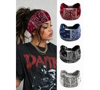 4pcs Paisley Headbands for Women, Elastic Wide Bandana Hair Wraps | Soft wide twist design with elastic stretch, four classic paisley colors and breathable fabric for daily styling
