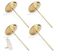 4Pcs Paper Memo Holder,Receipt Spike,Stainless Steel Ticket Holder,Desk Receipt Holder,Thickened Round Bottom Nonslip Metal Bill Fork for Restaurant,Kitchen,Office,Hotel(Golden Glossy Rod)