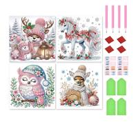 4pcs Partial Drill Diamond Art Kits 30x30cm 5D DIY Crystal Rhinestone Paintings for Wall Decoration Home and Classroom