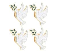 4pcs Peace Dove Brooch Pin Zinc Alloy White Animal Lapel Set