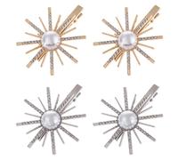 4pcs Pearl Hair Barrettes for Women Alloy Clip Set