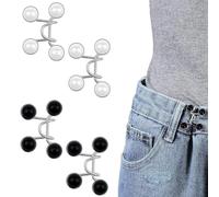 4Pcs Pearl Jean Button Pins Adjustable Waist Buckle Extender Detachable Thin Waist Buttons for Jeans Pants Dress Too Big (Black and White Pearl)