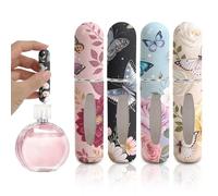 4PCS Perfume Atomiser Set, Butterfly Floral Travel Perfume Bottle, Refillable Perfume Bottle 5ML, Travel Spray Bottle for Aftershave Travel Bottle, Mini Perfume Refill Bottles, Perfume Decanter