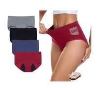 4PCS Period Underwear Women, Leakproof Periodic Pants Postpartum, Menstrual High Waisted Cotton Briefs for Heavy Flow Plus Size Odor Control Moisture Wicking for Teenage Girls and Women (M)